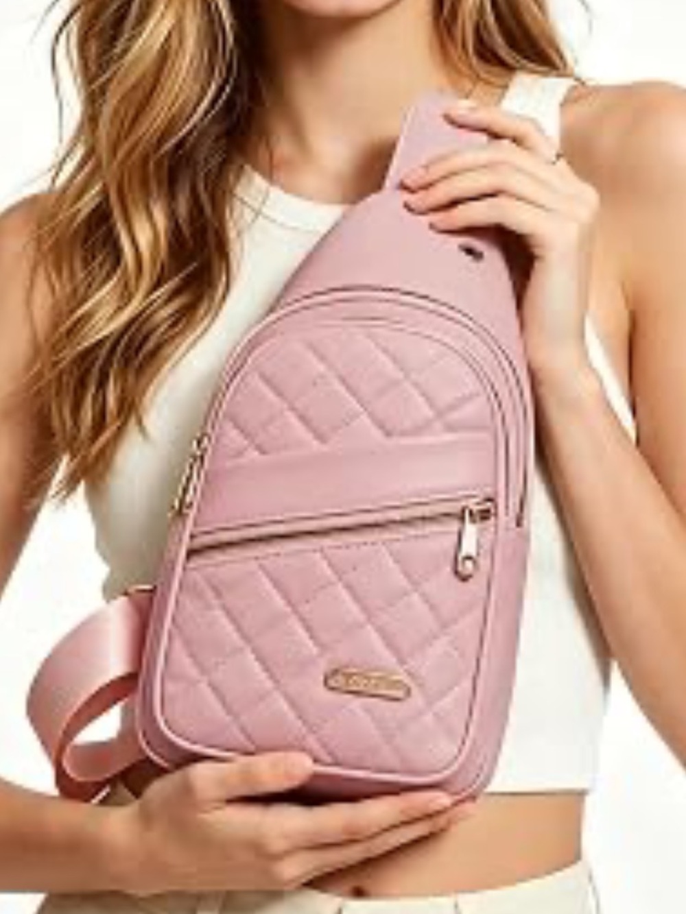 Quilted Pink Sling Bag 7